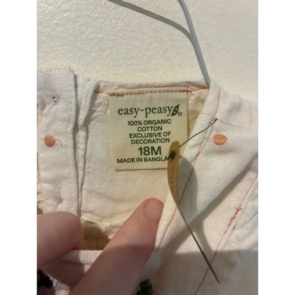 NWT Easy Peasy Cream Floral 100% Organic Cotton Dress - 18M - Picture 3 of 3